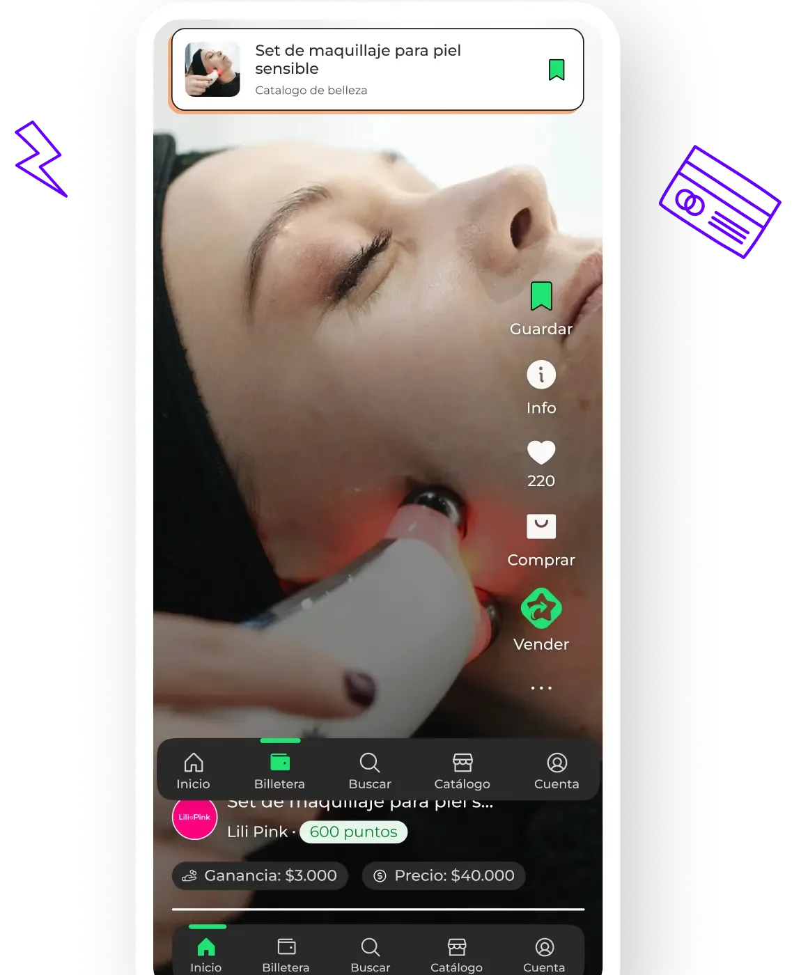 Pantalla de Catálogo de productos en la app de Estrellas