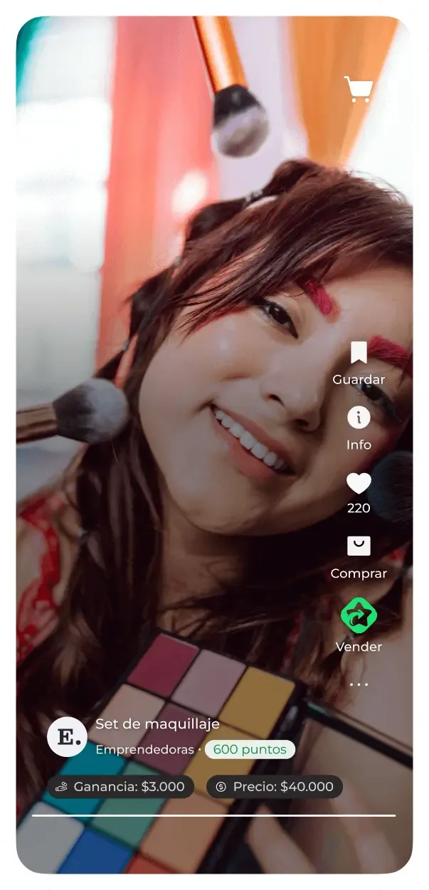 La app de Estrellas mostrando un producto con su precio, ganancia y puntos