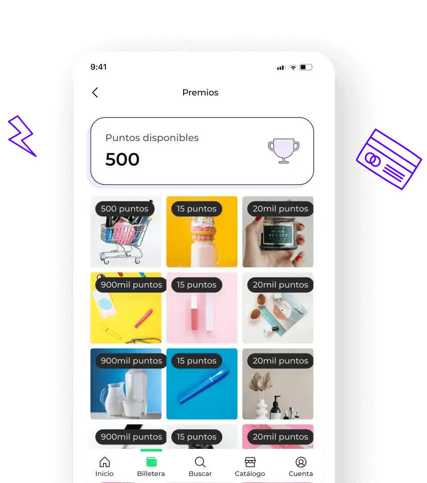 Pantalla de Convierte puntos en premios en la app de Estrellas